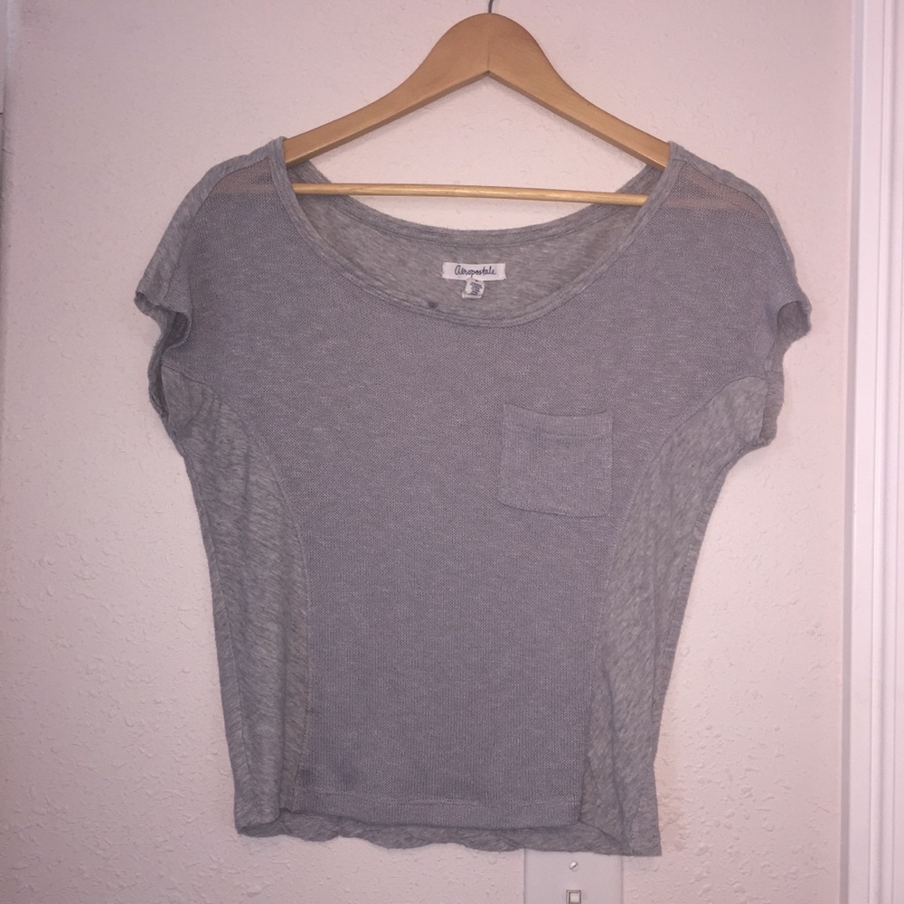 aeropostale gray mesh tee
